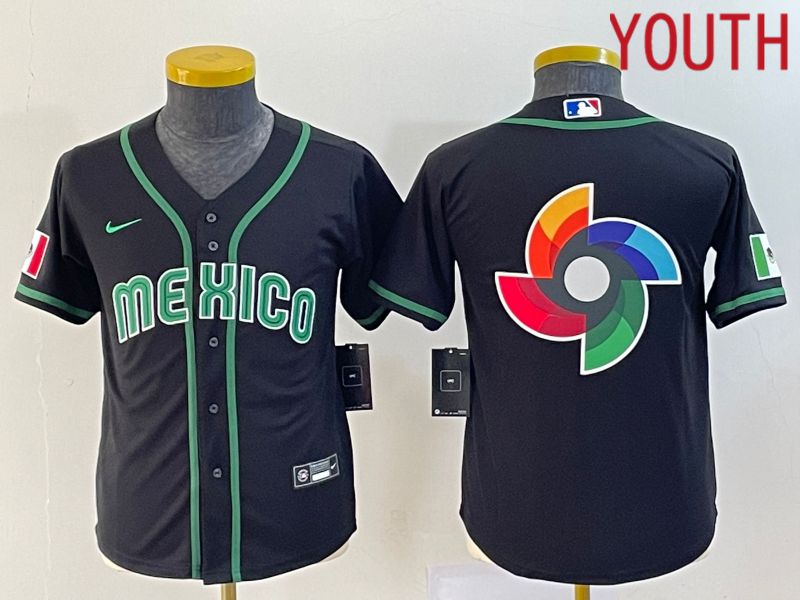 Youth 2023 World Cub Mexico Blank Black Nike MLB Jersey8